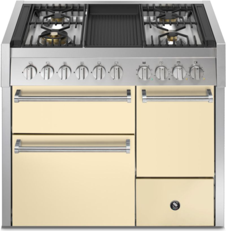 Steel Genesi 100/3 со сплошной дверцей, плита, 100 см, Combisteam, Crema, газовая плита, гриль для барбекю, GQ10SFF-D-4BCR, с 5-летней гарантией!