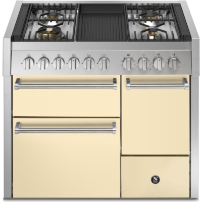 Terasest Genesi 100/3 täisuks, vahemiku pliit, 100 cm, Combisteam, Crema, gaasipliit, grillplaat, GQ10SFF-D-4BCR, 5-aastase garantiiga!