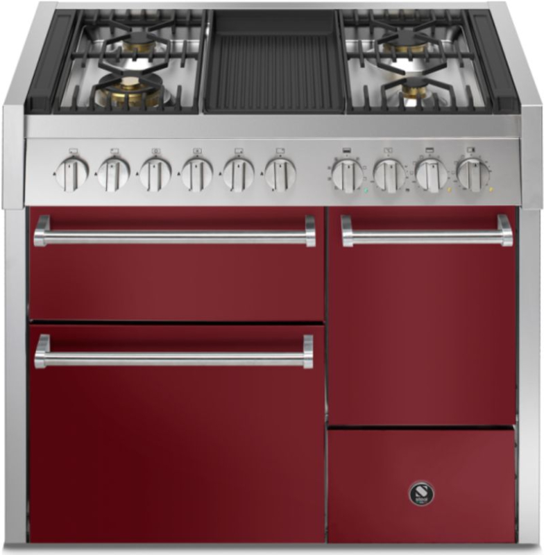 Сталь Genesi 100/3 Solid Door, плита, 100 см, Combisteam, Бордо, газовая плита, плита-гриль для барбекю, GQ10SFF-D-4BBR, с гарантией 5 лет!