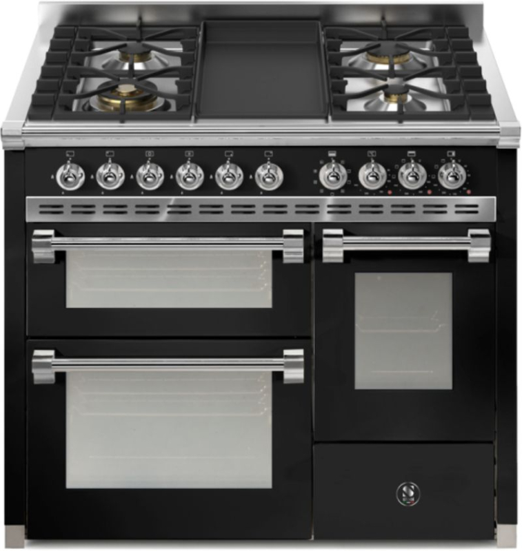 Сталь Ascot 100/3, Плита, 100 см, Combisteam, Nero, газовая плита, жаровня-гриль, AQ10SFF-4TBA, с гарантией 5 лет!