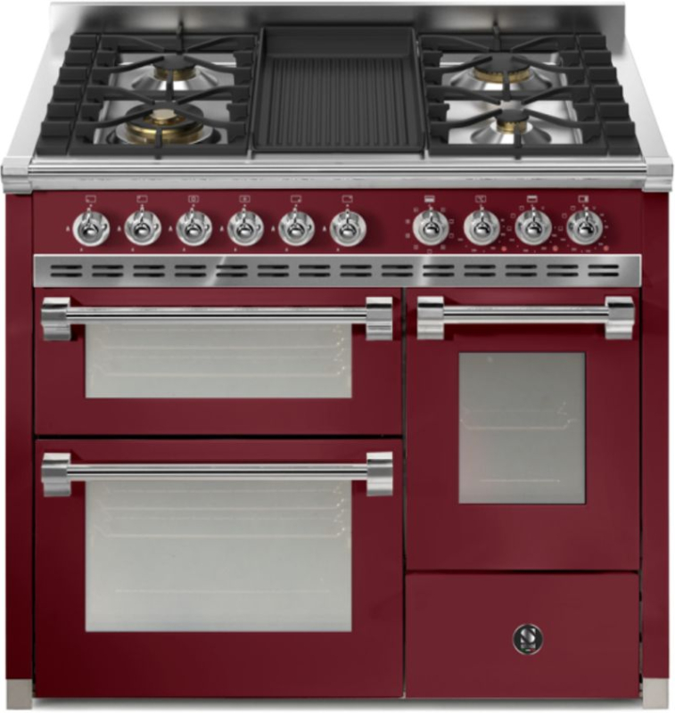 Сталь Ascot 100/3, Плита, 100 см, Combisteam, Бордо, газовая варочная панель, гриль-плита, AQ10SFF-4BBR, с гарантией 5 лет!