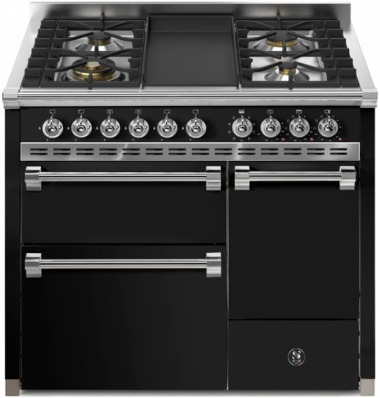 Steel Ascot 100/3 Solid Door, плита, 100 см, Combisteam, Nero, газовая плита, жаровня-гриль, AQ10SFF-D-4TBA, с гарантией 5 лет!