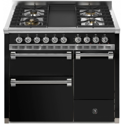 Terasest Ascot 100/3 Solid Door, Vahepliit, 100 cm, Combisteam, Nero, gaasipliit, Frytop grillplaat, AQ10SFF-D-4TBA, garantiiga 5 aastat!