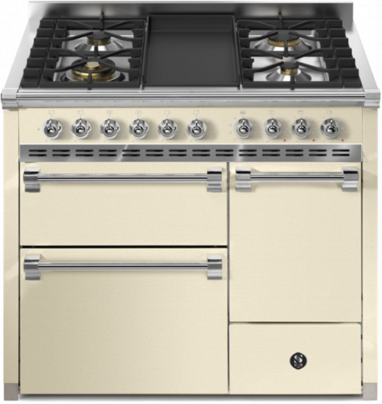 Стальная Ascot 100/3 со сплошной дверцей, плита, 100 см, Combisteam, Crema, газовая плита, жаровня-гриль, AQ10SFF-D-4TCR, с 5-летней гарантией!