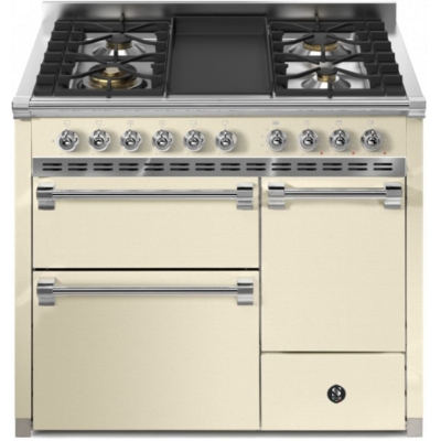 Terasest Ascot 100/3 täisuks, vahemiku pliit, 100 cm, Combisteam, Crema, gaasipliit, Frytop grillplaat, AQ10SFF-D-4TCR, 5-aastase garantiiga!