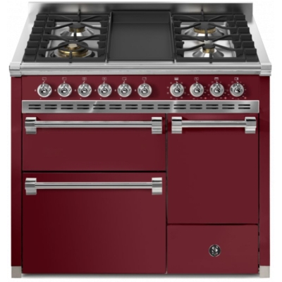 Terasest Ascot 100/3 täisuks, vahemiku pliit, 100 cm, Combisteam, Bordeaux, gaasipliit, Frytop grillplaat, AQ10SFF-D-4TBR, 5-aastase garantiiga!