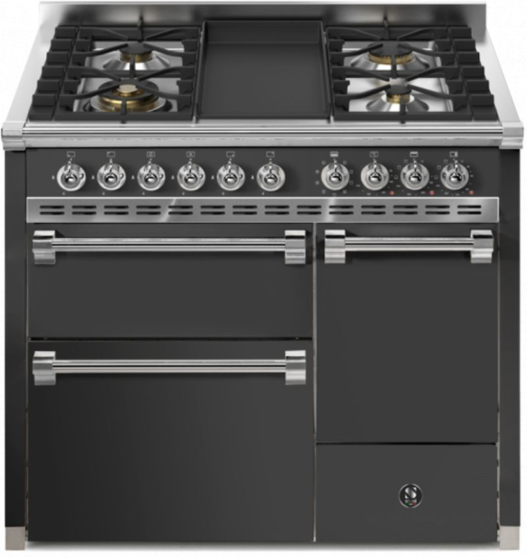 Стальная Ascot 100/3 Solid Door, плита, 100 см, Combisteam, антрацит, газовая плита, жаровня-гриль, AQ10SFF-D-4TAN, с гарантией 5 лет!