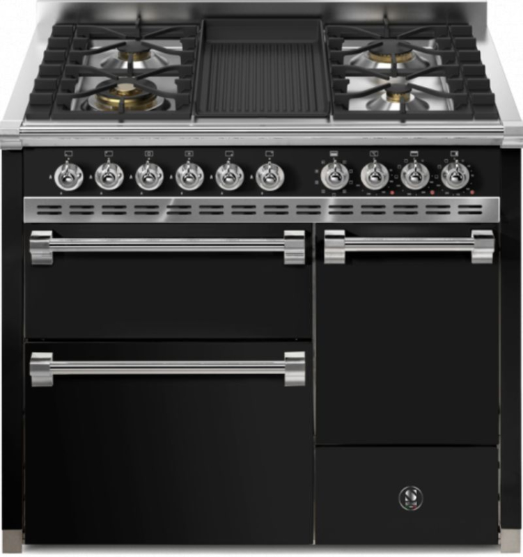 Стальная Ascot 100/3 Solid Door, плита, 100 см, Combisteam, Nero, газовая плита, плита для гриля, AQ10SFF-D-4BBA, с гарантией 5 лет!