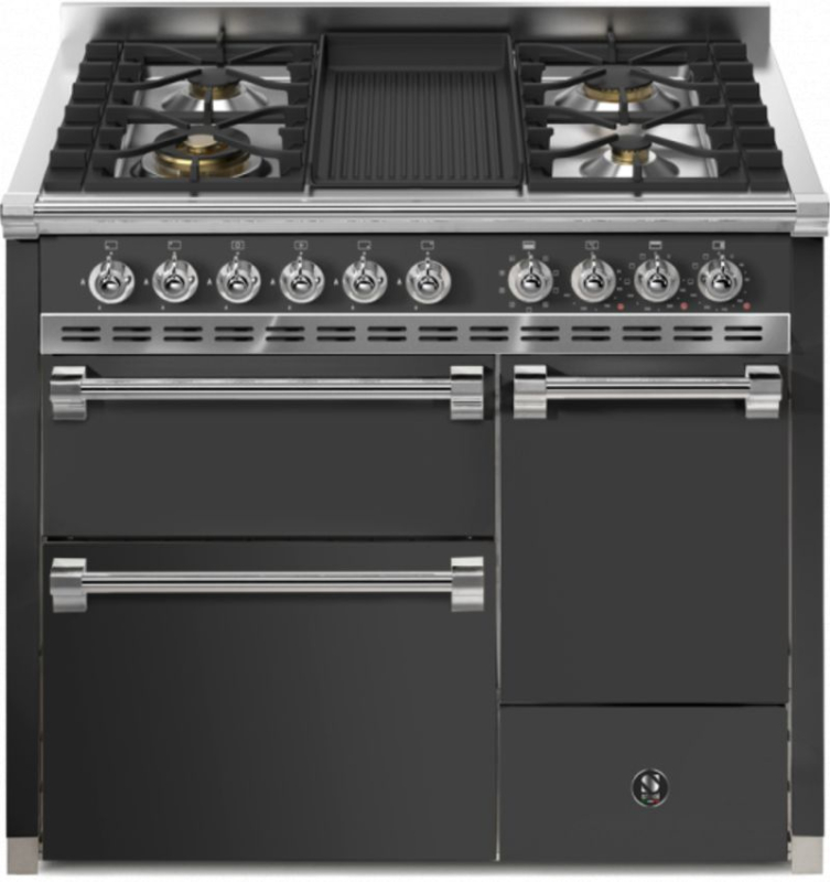 Стальная Ascot 100/3 Solid Door, плита, 100 см, Combisteam, антрацит, газовая плита, плита для гриля, AQ10SFF-D-4BAN, с гарантией 5 лет!