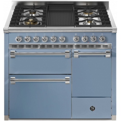 Terasest Ascot 100/3 täisuks, vahemiku pliit, 100 cm, Combisteam, Celeste, gaasipliit, grillplaat, AQ10SFF-D-4BCE, 5-aastase garantiiga!