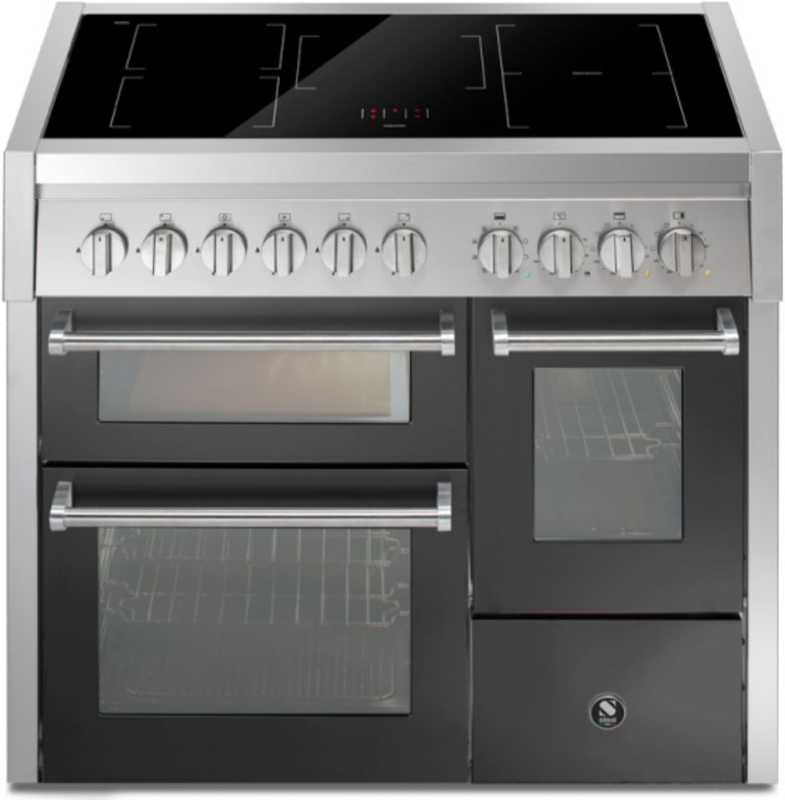 Сталь Genesi 100/3, Плита, 100 см, Combisteam, Антрацит, индукционная плита, GQ10SFF-5FIAN, с гарантией 5 лет!