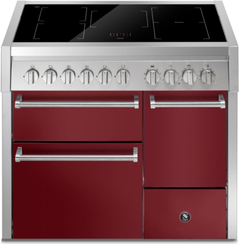Steel Genesi 100/3 Solid Door, Плита, 100 см, Combisteam, Бордо, индукционная варочная панель, GQ10SFF-D-5FIBR, с гарантией 5 лет!