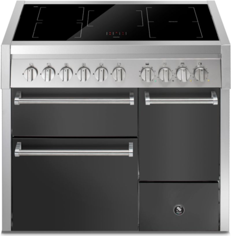 Steel Genesi 100/3 Solid Door, Range cooker, 100 cm, Combisteam, Antracite, induction hob, GQ10SFF-D-5FIAN, with 5 year guarantee!