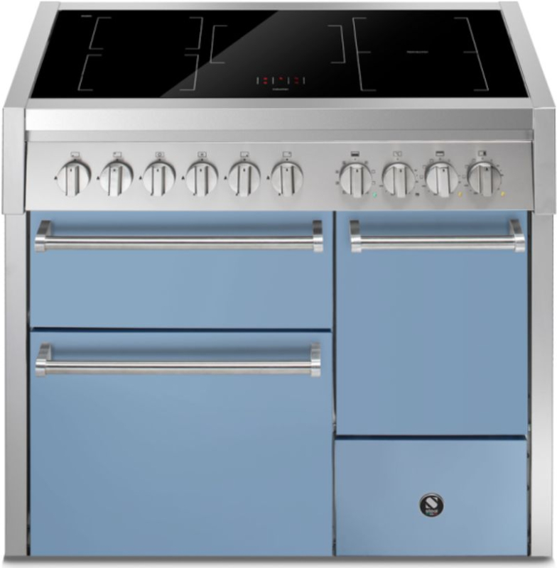 Steel Genesi 100/3 Solid Door, Плита, 100 см, Combisteam, Celeste, индукционная варочная панель, GQ10SFF-D-5FICE, с гарантией 5 лет!