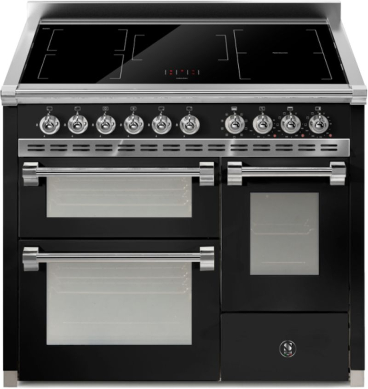 Сталь Ascot 100/3, плита, 100 см, Combisteam, Nero, индукционная плита, AQ10SFF-5FIBA, с гарантией 5 лет!