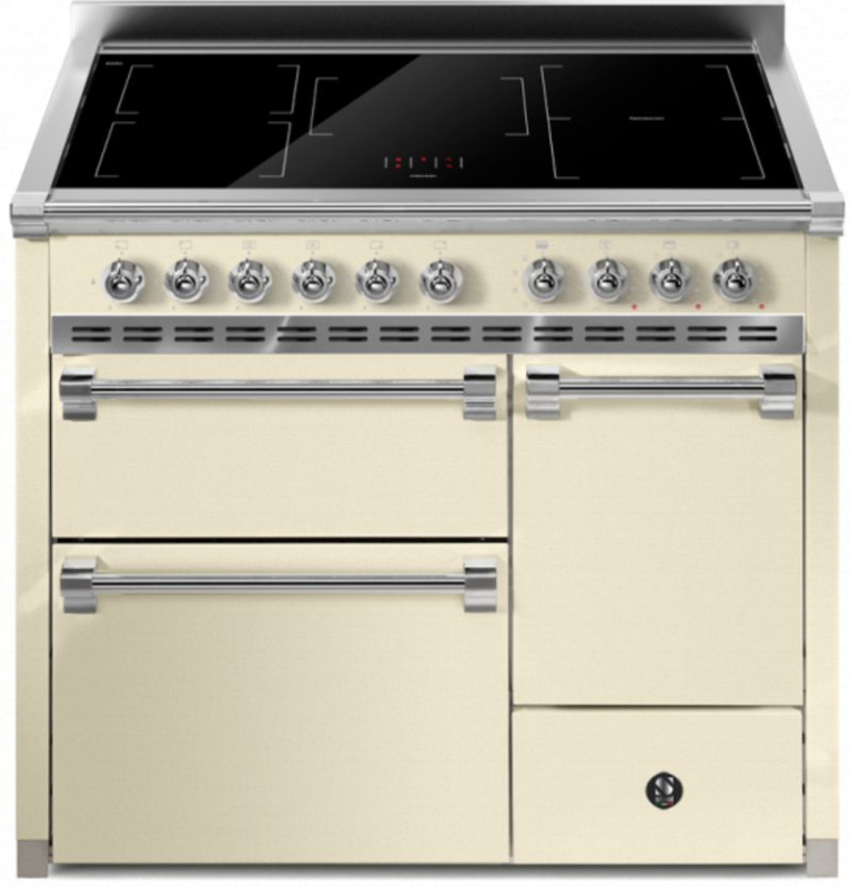 Terasest Ascot 100/3 Solid Door, Vahepliit, 100 cm, Combisteam, Crema, induktsioonpliit, AQ10SFF-D-5FICR, garantiiga 5 aastat!