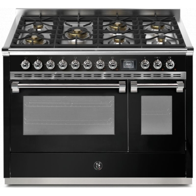 Steel Ascot 120, range cooker, 120 cm, Combisteam, Nero, gas hob, AQ12SF-6MBA, with 5 year guarantee!