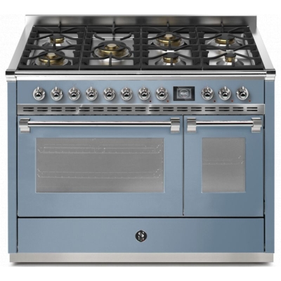 Steel Ascot 120, Range cooker, 120 cm, Combisteam, Celeste, gas hob, AQ12SF-6MCE, with 5 year guarantee!