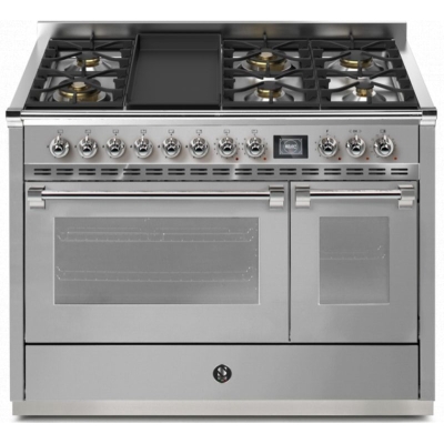 Steel Ascot 120, Range cooker, 120 cm, Combisteam, Stainless Steel, gas hob, AQ12SF-6TSS, with 5 year guarantee!