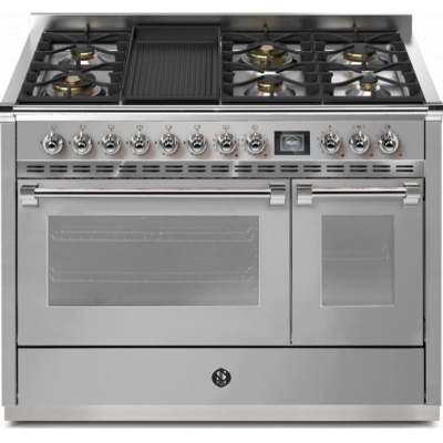 Steel Ascot 120, Range cooker, 120 cm, Combisteam, Stainless Steel, gas hob, AQ12SF-6BSS, with 5 year guarantee!