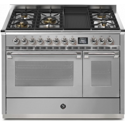 Steel Ascot 120, Range cooker, 120 cm, Combisteam, Stainless Steel, gas hob, AQ12SF-4BMSS, with 5 year guarantee!