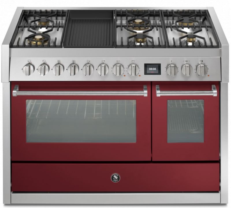 Steel Genesi 120, range cooker, 120 cm, Combisteam, Bordeaux, gas hob, GQ12SF-6BBR, with 5 year guarantee!