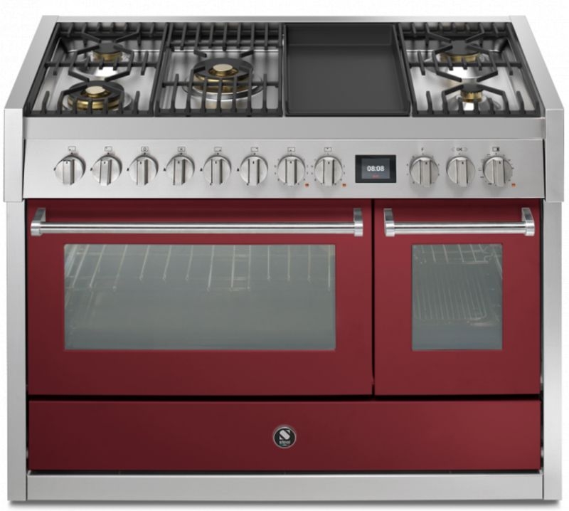 Steel Genesi 120, range cooker, 120 cm, Combisteam, Bordeaux, gas hob, GQ12SF-4TMBR, with 5 year guarantee!