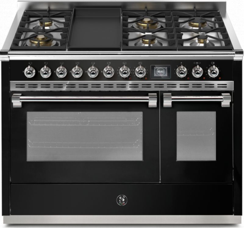 Steel Ascot 120, range cooker, 120 cm, Combisteam, Nero, gas hob, AQ12SF-6TBA, with 5 year guarantee!