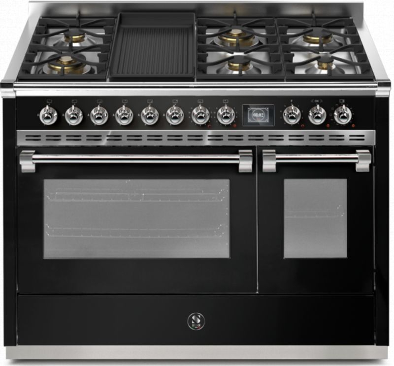 Steel Ascot 120, range cooker, 120 cm, Combisteam, Nero, gas hob, AQ12SF-6BBA, with 5 year guarantee!