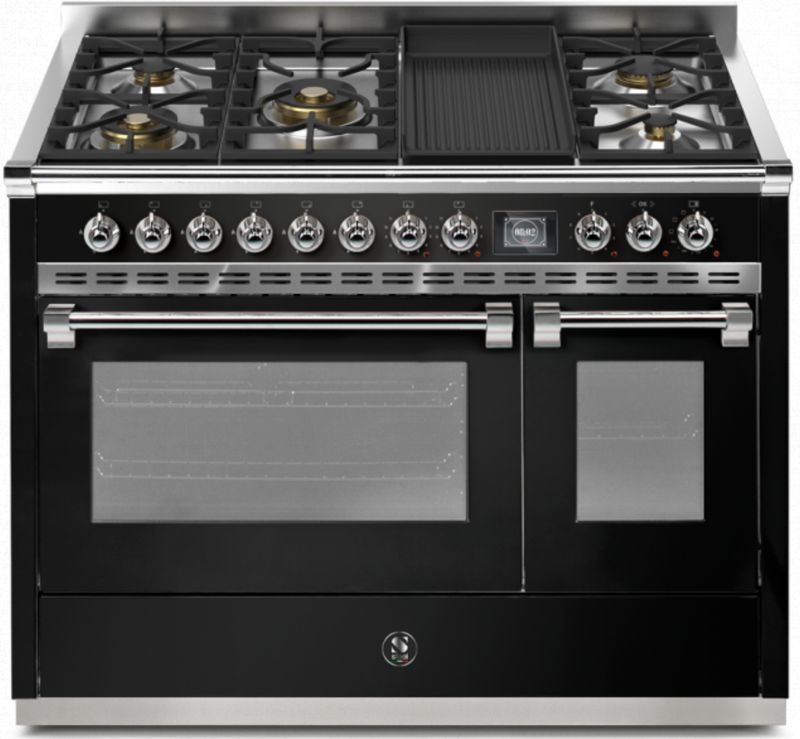 Steel Ascot 120, range cooker, 120 cm, Combisteam, Nero, gas hob, AQ12SF-4BMBA, with 5 year guarantee!