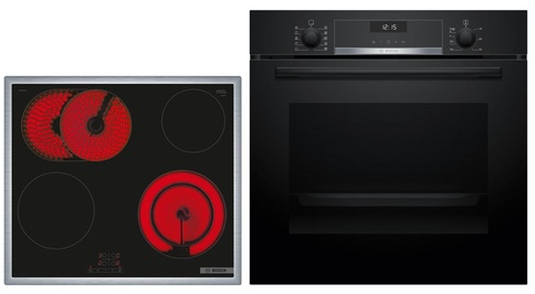 Bosch HBD631CS62, КОМПЛЕКТ встраиваемой духовки HBG537BB3 и электрической варочной панели PKN645BA2E, EEK: A+, с гарантией 5 лет!