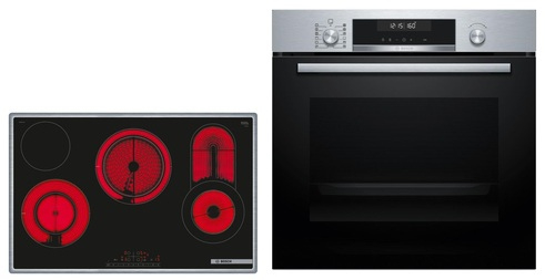 Bosch HBD672LS82, КОМПЛЕКТ встраиваемого духового шкафа HBG578BS3 и электрической варочной панели PKC845FP1D, черный, 80 см, EEK: A+, с гарантией 5 лет!