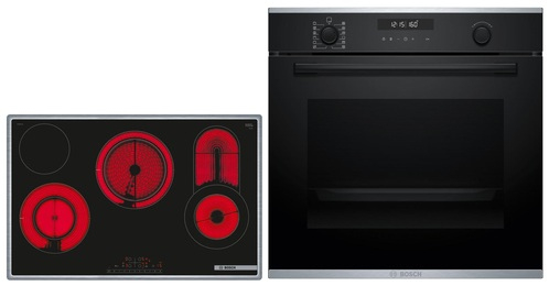 Bosch HBD672FH84, КОМПЛЕКТ встраиваемого духового шкафа HBG278BB3 и электрической варочной панели PKC845FP1D, черный, 80 см, EEK: A+, с гарантией 5 лет!