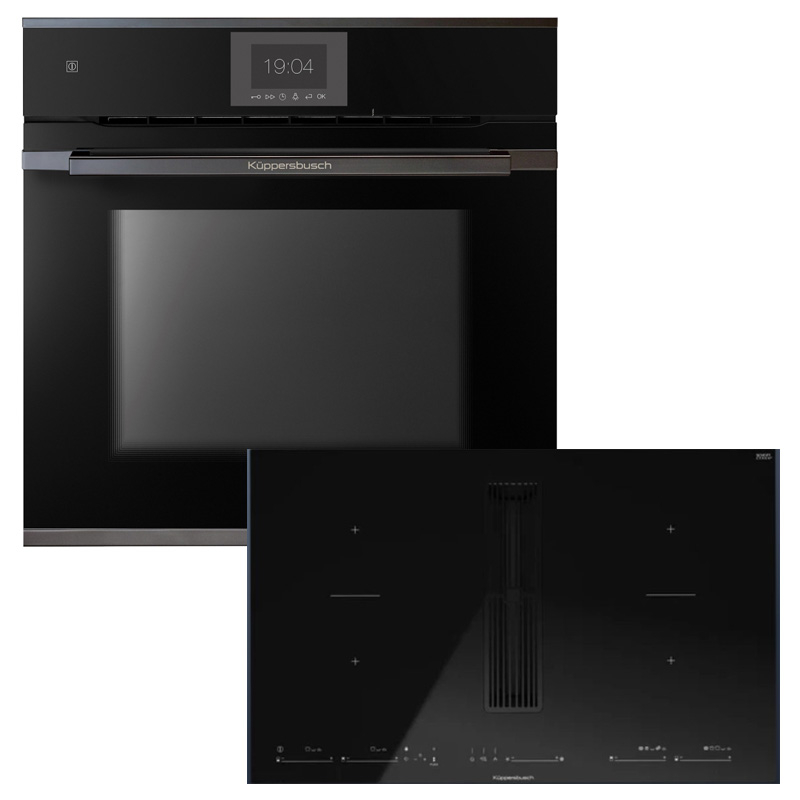 Küppersbusch BP550SMI85S-S2AF oven/hob set BP6550.0S2 AirFry and KMI8590.0SR, Black Chrome kit, with 5 year guarantee!