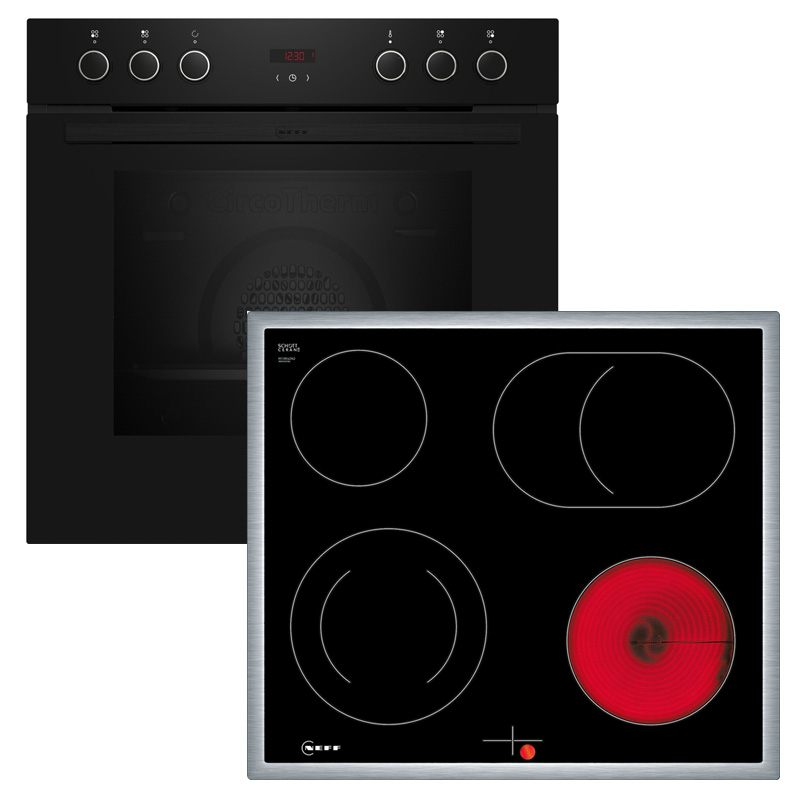 Neff EX4B0, КОМПЛЕКТ встраиваемой плиты E1CCD2AK3 и стеклокерамической варочной панели M16SRF0L0, EEK: A+, с гарантией 5 лет!