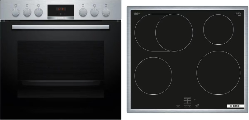 Bosch HND415LS62, КОМПЛЕКТ встраиваемой плиты и индукционной варочной панели, HEA513BS4 + NIF645CB5E, нержавеющая сталь, 60 см, EEK:A, с гарантией 5 лет!