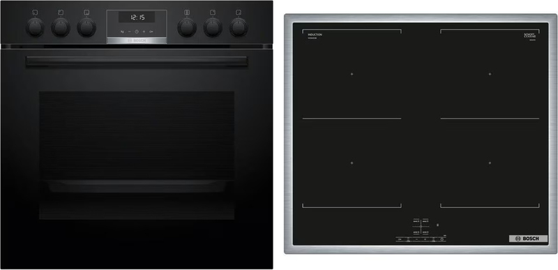 Bosch HND617LS67, КОМПЛЕКТ встраиваемой плиты и индукционной варочной панели, HEB517BB4 + NVQ645CB6E, с гарантией 5 лет!