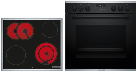 Bosch HND637FH62, КОМПЛЕКТ встраиваемой плиты и индукционной варочной панели, HEG237BB4 + NVQ645CB6E, с гарантией 5 лет!