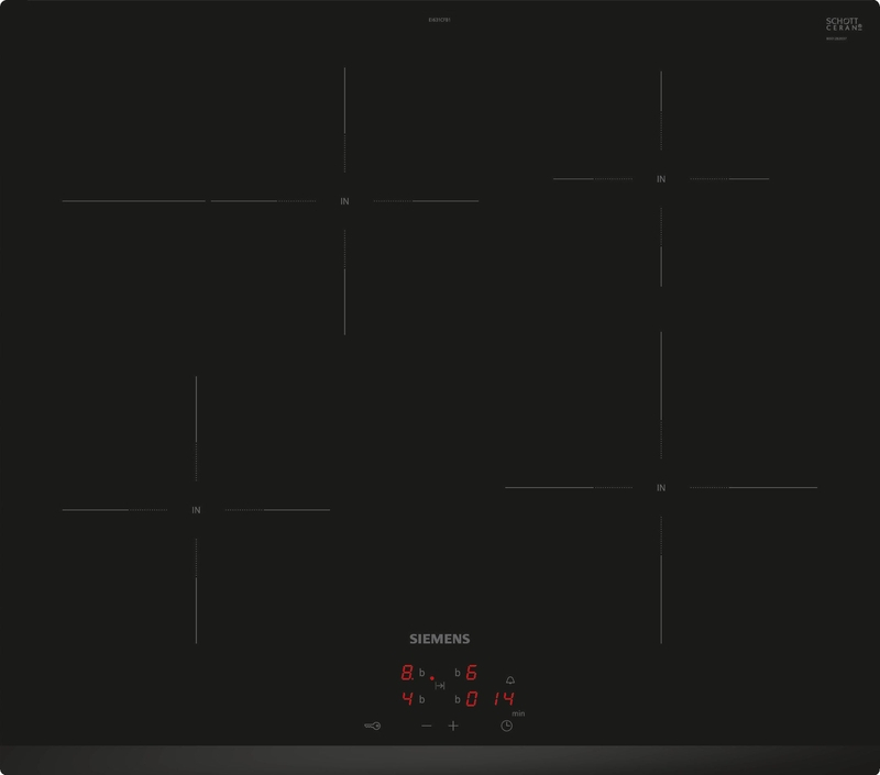 Siemens EI631CFB1E, iQ300, induction hob, 60 cm, stove-controlled, black, frameless, 5 year guarantee!
