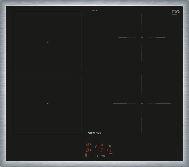 Siemens EM645CSB6E, iQ500, induction hob, 60 cm, stove-controlled, black, with frame, 5 year guarantee!