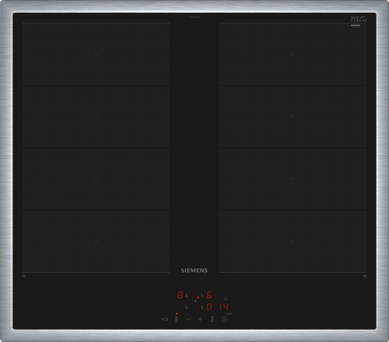 Siemens EY645CXB6E, iQ700, induction hob, 60 cm, stove-controlled, black, with frame, 5 year guarantee!