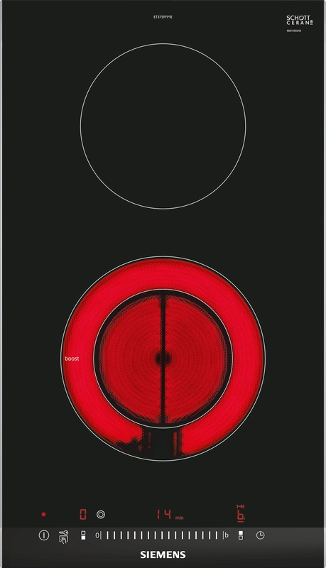 Siemens ET375FFP1E, iQ300, Domino hob, electric, 30 cm, black, with frame, 5 year guarantee!