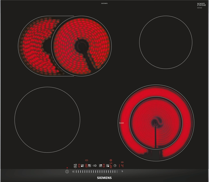 Siemens ET675FNP1E, iQ300, electric hob, 60 cm, black, with frame, 5 year guarantee