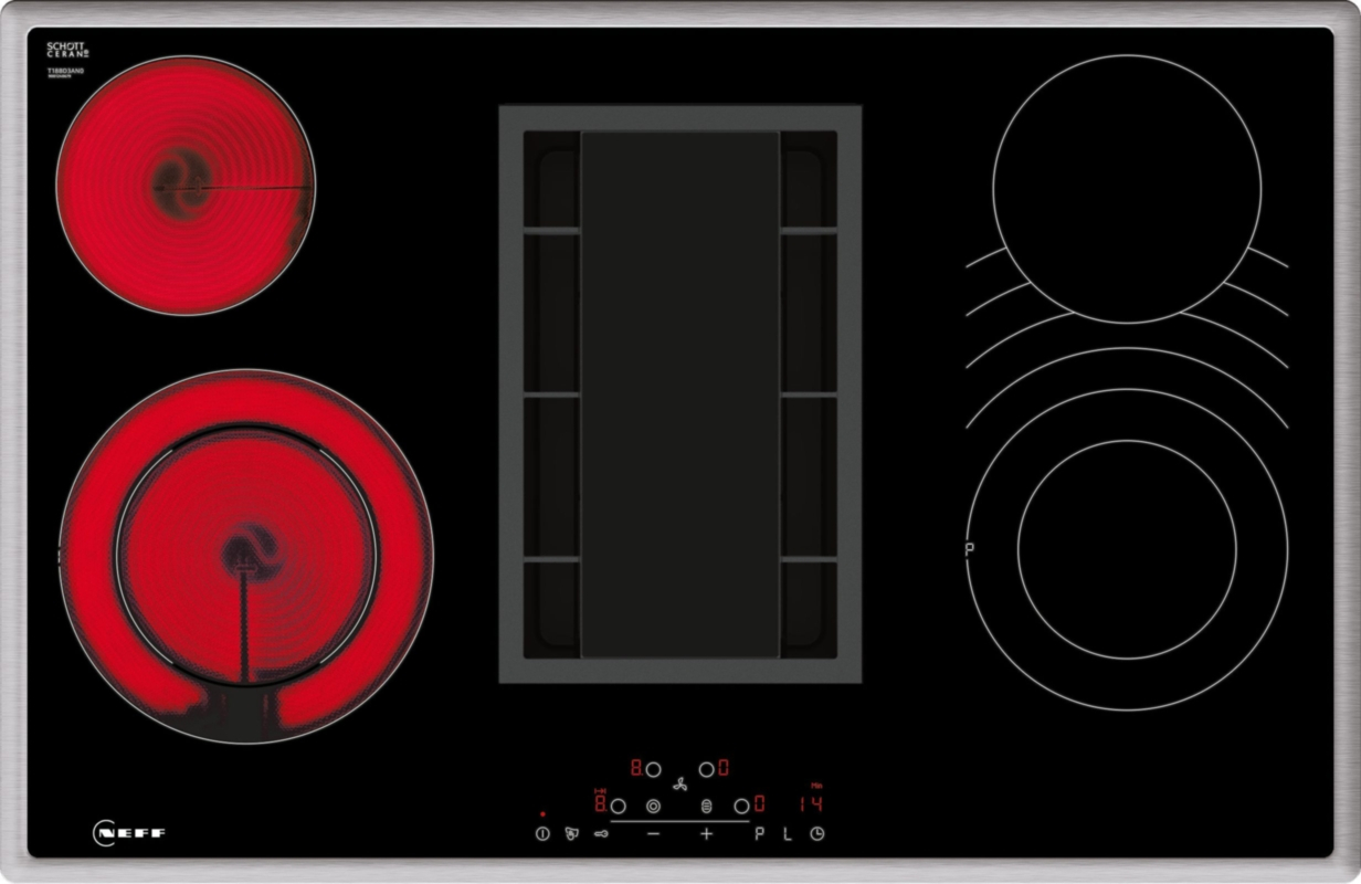Neff T18BD3AN0, electric hob with extractor hood, 80 cm, black, frame-mounted, with 5 year guarantee!