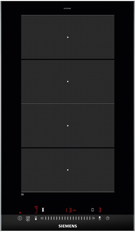 Siemens EX375FXB1E, iQ700, Варочная панель Domino, индукционная гибкая, 30 см, черная, с рамкой, гарантия 5 лет!
