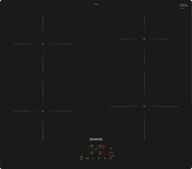 Siemens EU611BEB6E, iQ100, induction hob, 60 cm, black, frameless, 5 year guarantee