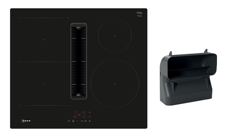 Neff V56NBSGA6, SET V56NBS1L0 induktsioonpliit õhupuhastiga, 60 cm, must, raamita + Z861SB4 90° lamekanali kurv, garantiiga 5 aastat!