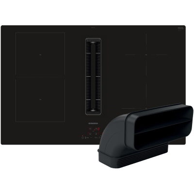Siemens ED811HGA7, set iQ500 induction hob with integrated extractor hood and flat duct 90°, frameless, 80 cm, with 5 year guarantee!