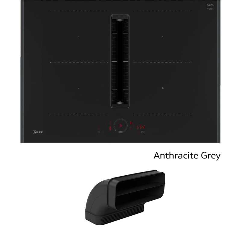 Neff V57YHQGA7, индукционная варочная панель SET с вытяжкой V57YHQ4C0, 70 см, антрацитовый серый + Z861SB2, плоский изгиб канала 90°, С ГАРАНТИЕЙ 7 ЛЕТ