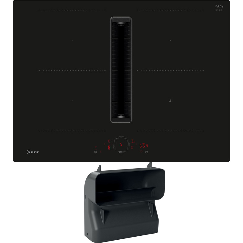 Neff V57PHQGA6, SET индукционная варочная панель с вытяжкой V57PHQ4C0, заподлицо, 70 см, черный + Z861SB4, плоский изгиб канала 90°, С ГАРАНТИЕЙ 7 ЛЕТ
